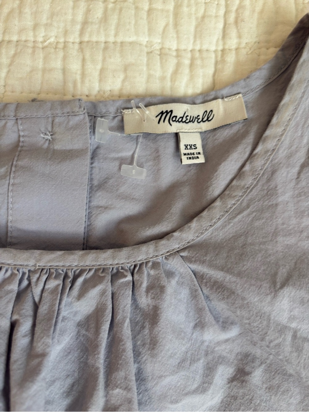 Madewell Light Lavender Short-Sleeve Poplin Top with Side Tie Cutout - Picture 9 of 9